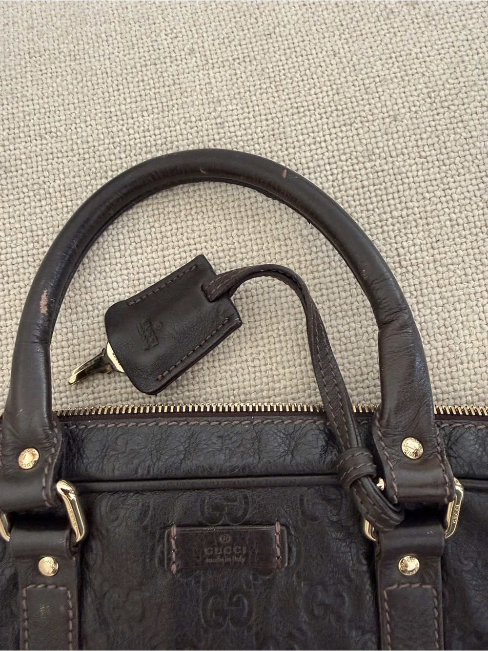 GUCCI Leather Briefcase in Dark Brown